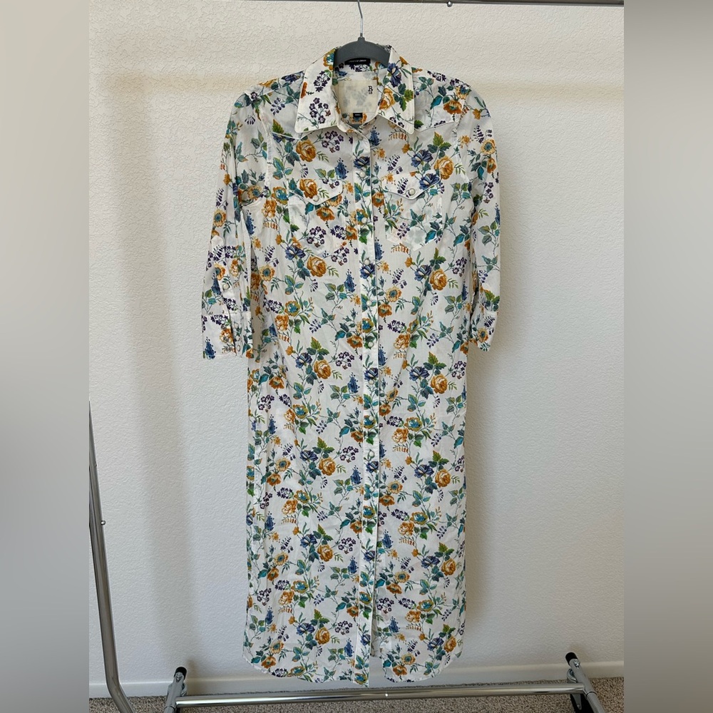 R13 3/4 Sleeve Cowboy Floral Midi dress - Picture 3 of 7